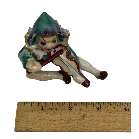 Vintage Whimsical Ceramic Jester Pixie Elf Figure Playing Violin Occupied Japan - Picture 13 of 16